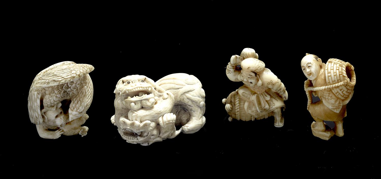 Lot 518 - A Japanese ivory netsuke of Daikoku