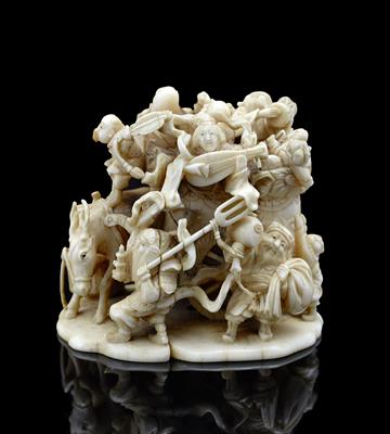 Lot 526 - A Japanese ivory okimono
