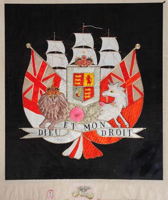 Lot 534 - A Japanese embroidered silk British Commemorative sampler