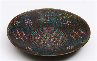 Lot 548 - A Japanese Shippo enamel shallow saucer dish