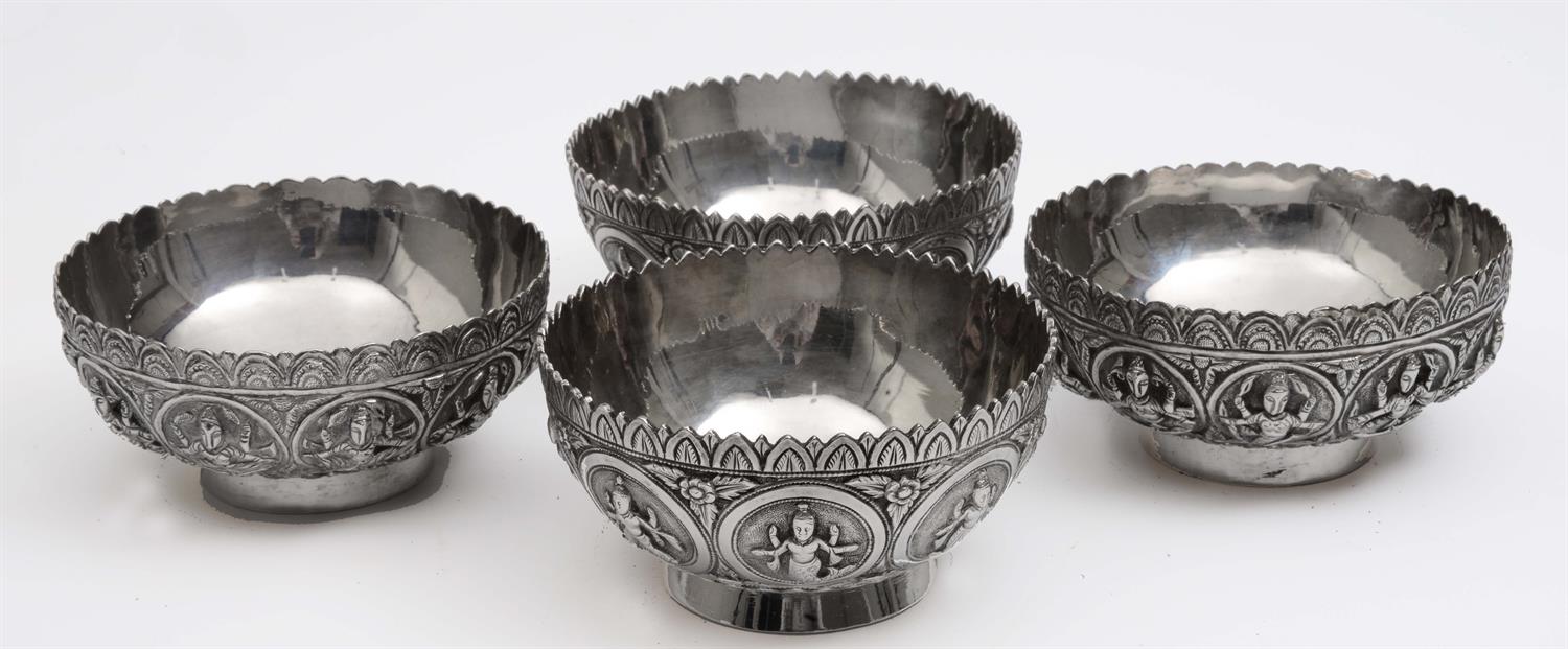 Lot 557 - A pair of Burmese silver small bowls