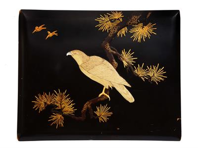Lot 559 - A Japanese black lacquer panel