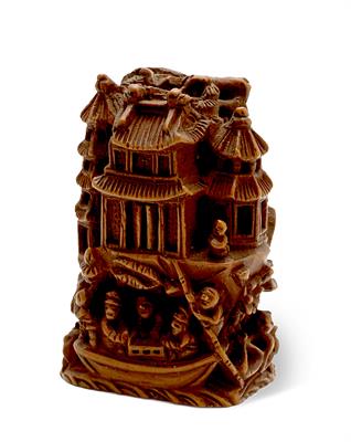 Lot 574 - A Japanese carved wood treasure ship