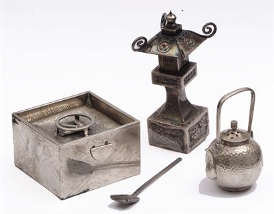 Lot 583 - A Japanese silver miniature hibachi