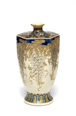 Lot 587 - A Japanese Satsuma octagonal vase