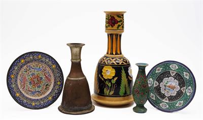 Lot 656 - Two Persian enamel dishes