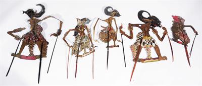Lot 663 - Five Javanese shadow puppets