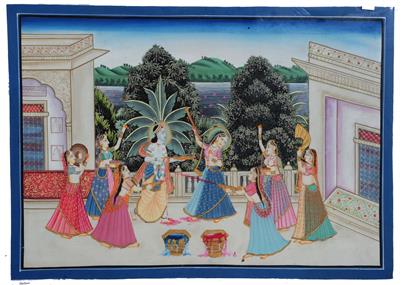 Lot 674 - A large Indian gouache painting