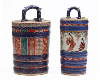Lot 698 - Two Japanese Imari Tokkuri sake barrels