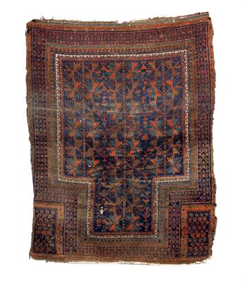 Lot 709 - A Baluch blue ground prayer rug