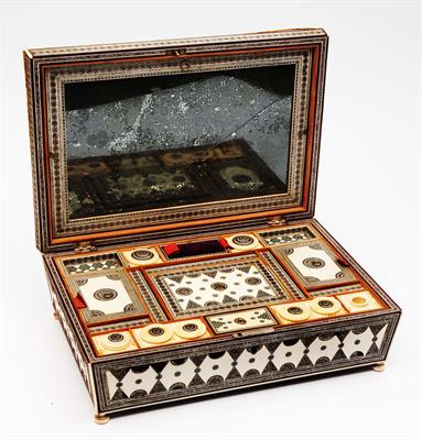 Lot 722 - An Anglo-Indian Sedili bone-inlaid hardwood dome top box