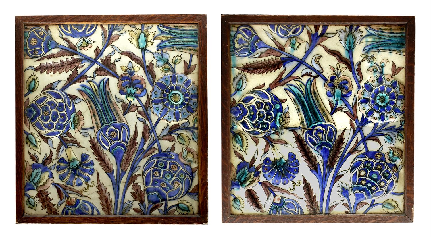 Lot 725 - A pair of Qajar tiles Iran