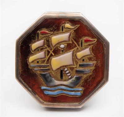 Lot 740 - A Japanese silver and enamel compact