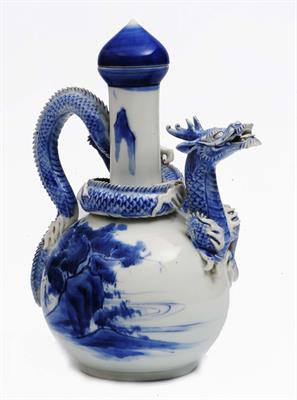 Lot 754 - A Japanese Hirado blue and white ewer