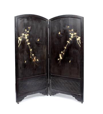 Lot 783 - A Japanese lacquer bi fold screen