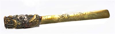 Lot 804 - A Japanese bronze and inlaid letter opener