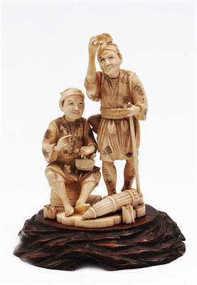 Lot 816 - A Japanese ivory sectional okimono
