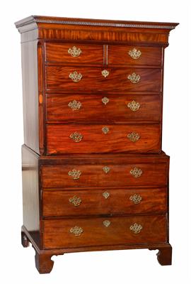 Lot 22 - A Georgian mahogany chest on chest