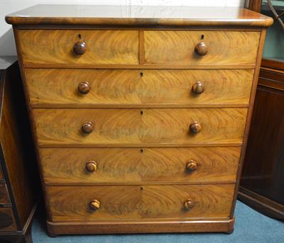 Lot 29 - A Victorian mahogany large chest of two short and four long drawers