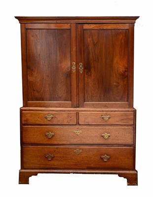 Lot 43 - A George III elm linen press