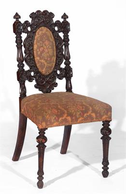 Lot 46 - A pair of Victorian walnut hall chairs