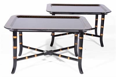 Lot 56 - A pair of Regency style ebonised coffee tables