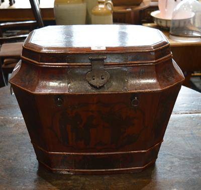 Lot 90 - A Chinese pine (nan wood) painted oval food container