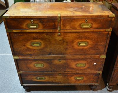 Lot 101 - A 19th Century mahogany and brass bound campaign chest