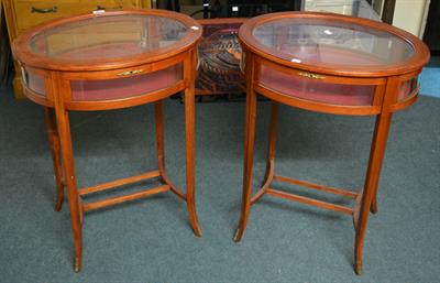 Lot 106 - A pair of stained beechwood bijouterie tables