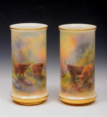 Lot 285 - A pair of Royal Worcester vases