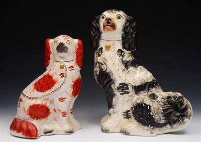 Lot 300 - A large Victorian Staffordshire pottery model spaniel
