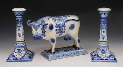 Lot 301 - A Dutch Delft pottery model bull