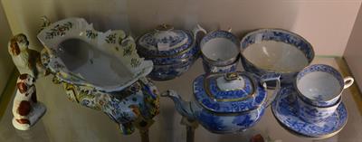Lot 303 - An English transfer blue part tea set