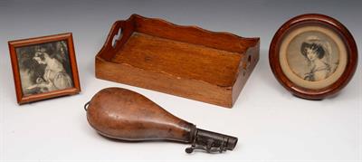 Lot 320 - A 19th Century leather powder flask