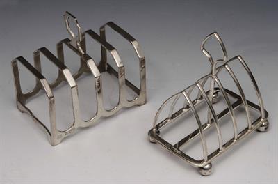 Lot 363 - Two silver four divisional toast racks