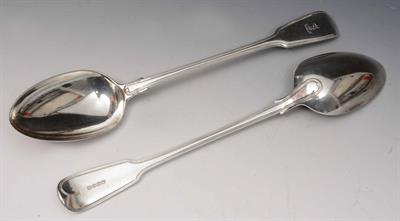 Lot 368 - A pair of 19th Century fiddle and thread pattern serving spoons
