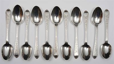Lot 369 - A collection of eleven silver teaspoons