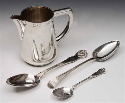 Lot 381 - An old English silver thread pattern spoon (monogrammed)