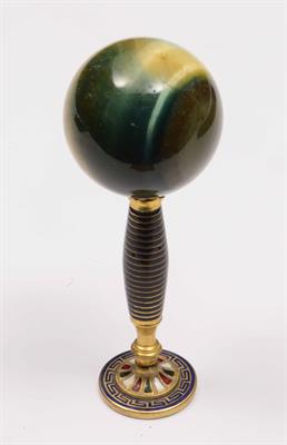 Lot 398 - A mid 19th Century gilt metal and enamel desk seal