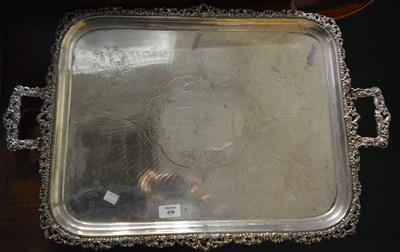 Lot 450 - A large Victorian silver plated tea tray