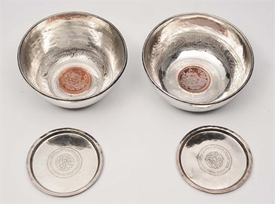 Lot 63 - A PAIR OF PERSIAN SILVER SMALL BOWLS