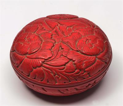 Lot 91 - A JAPANESE RED LACQUER KOGO of domed circular form