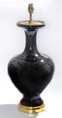 Lot 133 - A CHINESE STYLE BLACK GROUND BALUSTER VASE