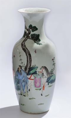 Lot 167 - A CHINESE PORCELAIN OVOID FORM VASE decorated in the famille rose palette with an emperor meeting