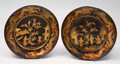 Lot 181 - A PAIR OF CHINESE LACQUER DISHES