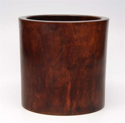 Lot 267 - A CHINESE HUANGHUALI WOOD CYLINDRICAL  BRUSH POT of plain form