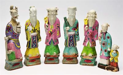 Lot 283 - A GROUP OF SIX CHINESE PORCELAIN MODELS of Immortals