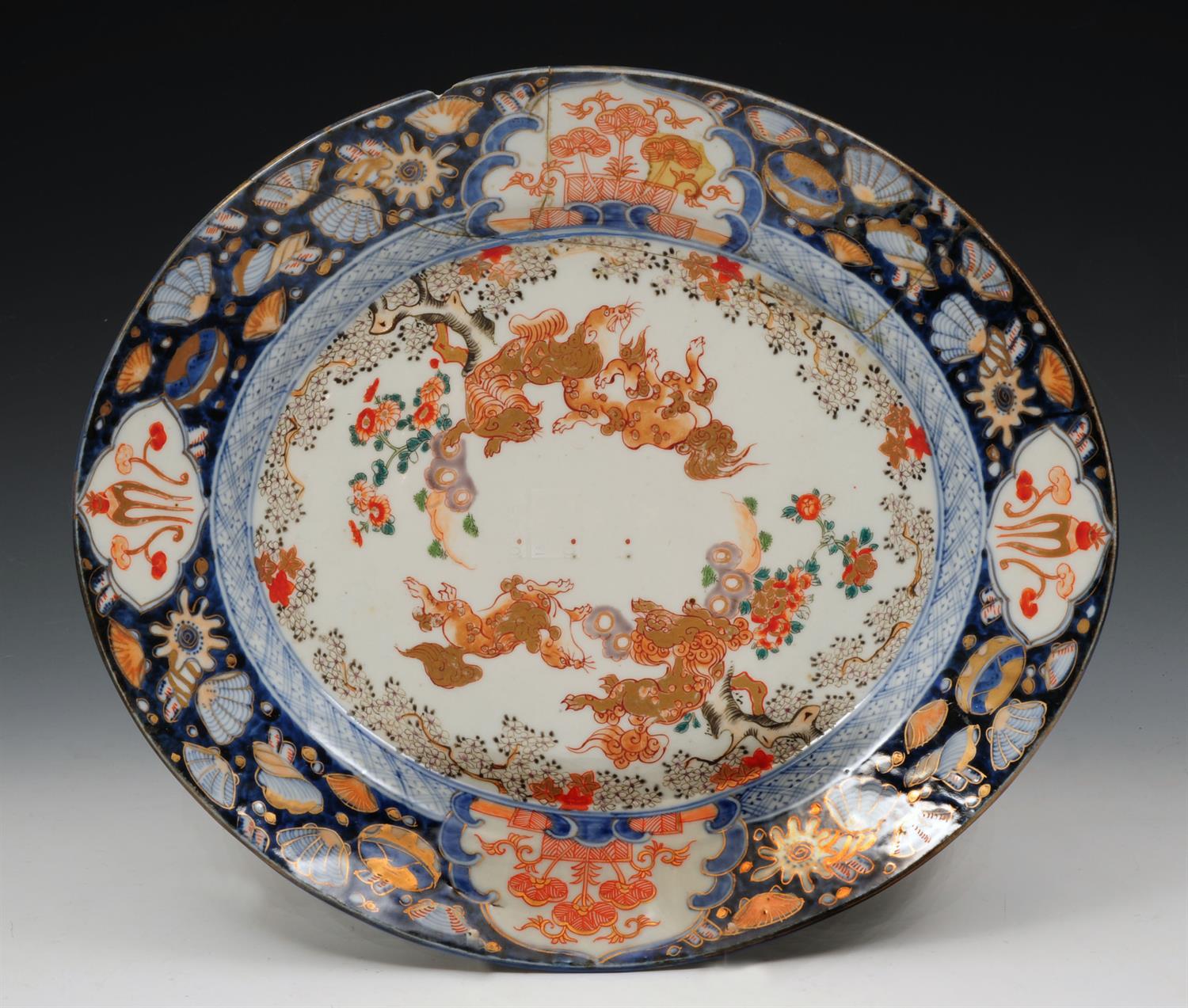 Lot 519 - A JAPANESE ARITA OVAL DISH decorated in the