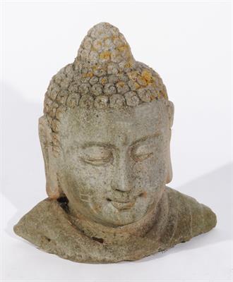 Lot 568 - A CHINESE CARVED STONE BUDDHA'S HEAD