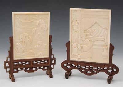 Lot 672 - TWO CHINESE CARVED SMALL TABLE SCREENS